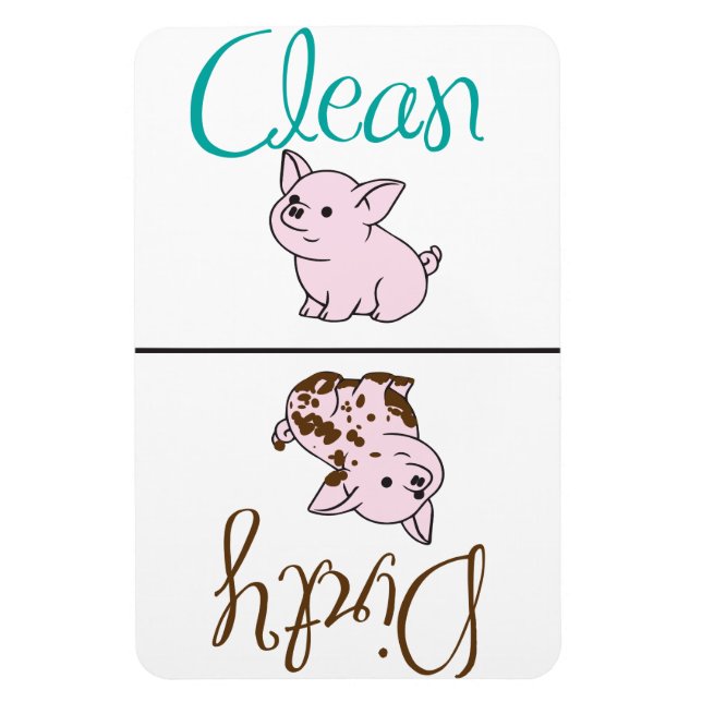 Imán Cerdito limpio/sucio Refrigerador del lavavajillas (Vertical)