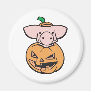 Imán cerdito lindo en calabaza de linterna de jack-o-la
