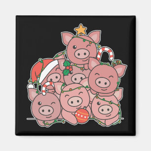 Imán Cerdo Árbol de Navidad Divertidos Navidades de ani