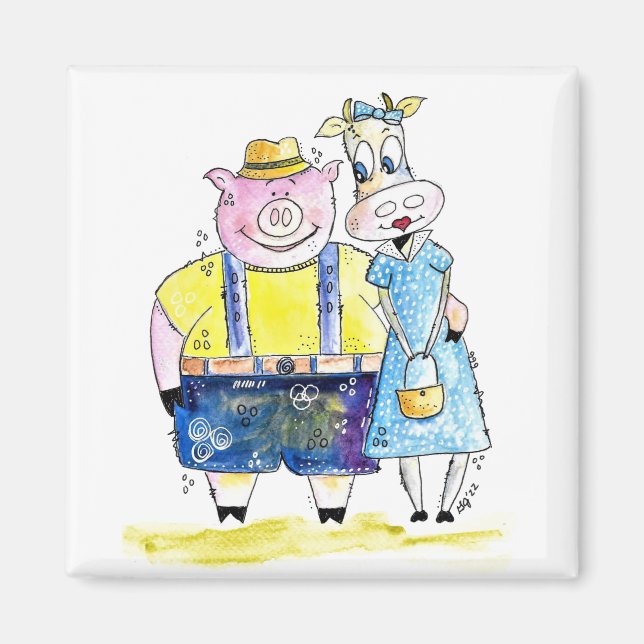 Imán Cerdo caprichoso y blanco (Frente)