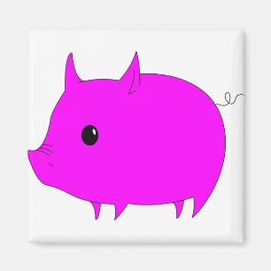 Imán Cerdo Cute Magenta Animal Mamífero Animales Rosa