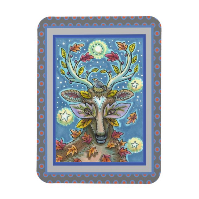 IMÁN CERDO DE ARTE EN BOSQUE DE OTOÑO, NIDO DE AVES Y L (Vertical)