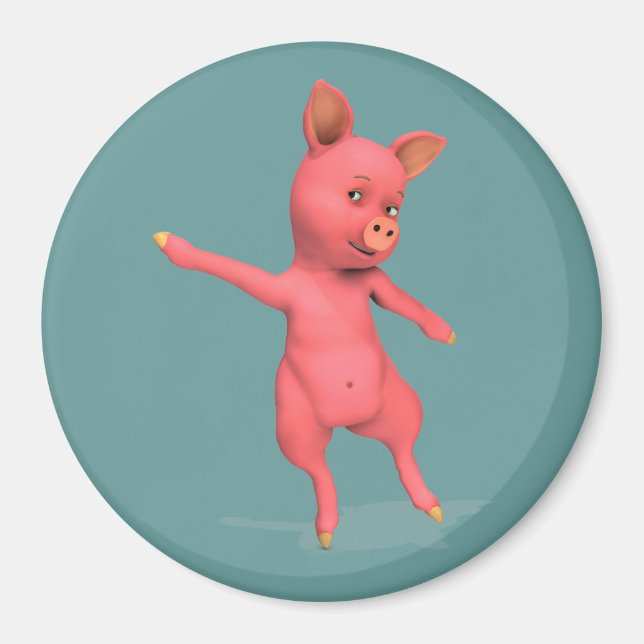 Imán Cerdo de baile rosa (Frente)