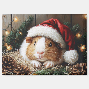 Imán Cerdo de Guinea con un Sombrero de Santa