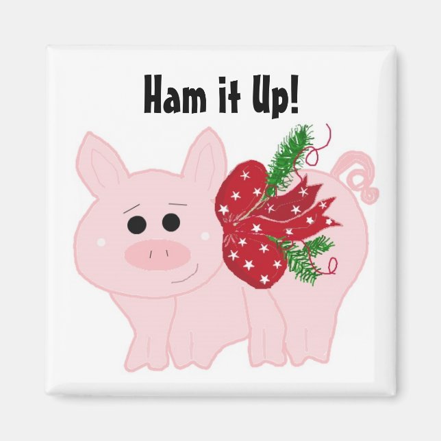 Imán Cerdo de Navidad Adorable - ¡Hazlo como un Jamón! (Frente)