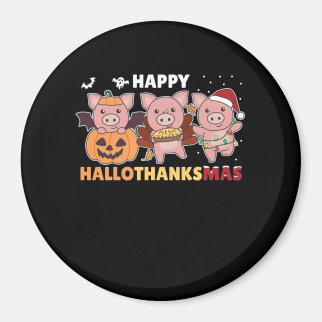 Imán Cerdo feliz de Hallothanksmas (Frente)