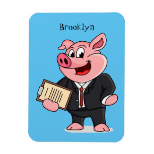 Imán Cerdo gracioso personalizado de traje de negocios