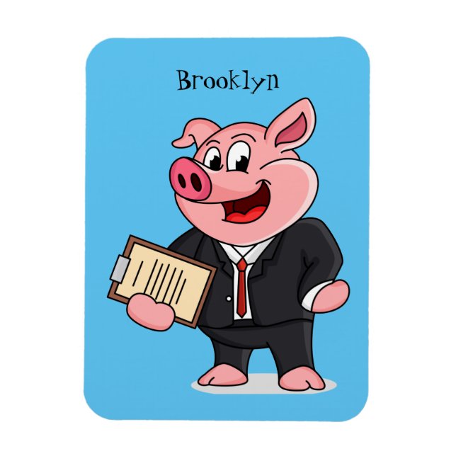 Imán Cerdo gracioso personalizado de traje de negocios (Vertical)