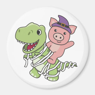 Imán Cerdo Happy Halloween T-rex Mummy Costume