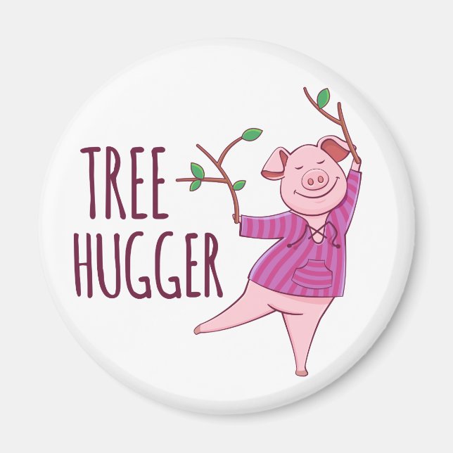 Imán Cerdo hippy con barrido de árbol (Frente)