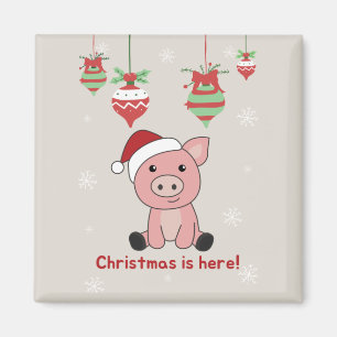 Imán Cerdo Merry Christmas Animals Cerdos Magnet