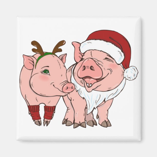 Imán cerdo navidad feo (Frente)