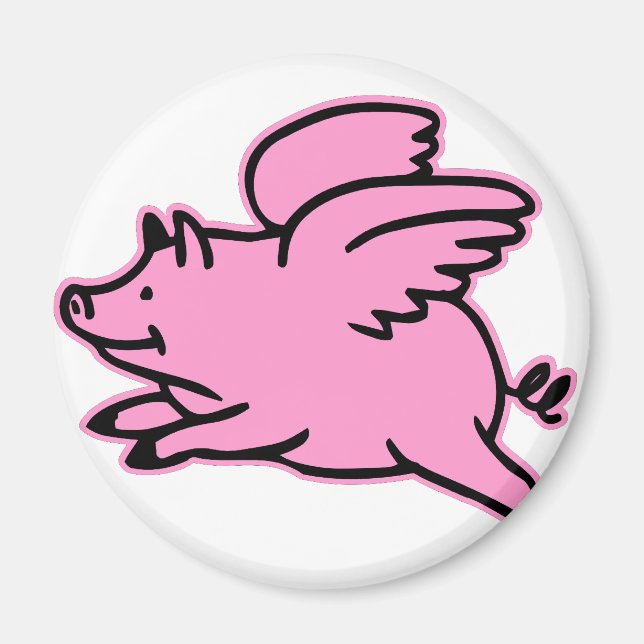 Imán Cerdo rosa volador muy lindo (Frente)