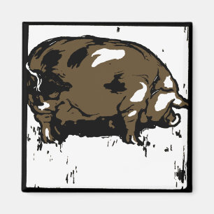 Imán Cerdos de animales de la granja Woodcut de Victori