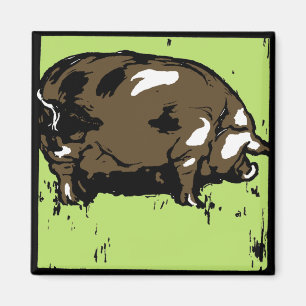 Imán Cerdos de animales de la granja Woodcut de Victori