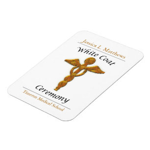Imán Ceremonia de Bata Blanca Oro Médico, Regalo Person