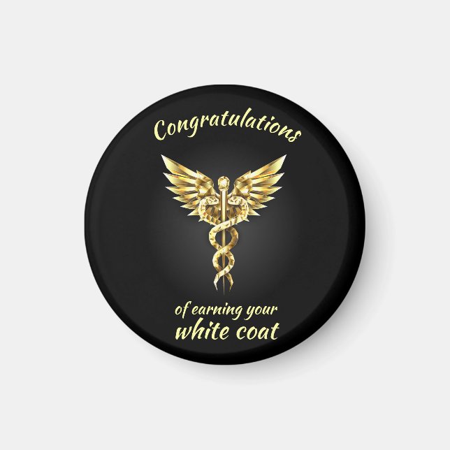 Imán Ceremonia de Cocina Blanca Oro Médico (Frente)