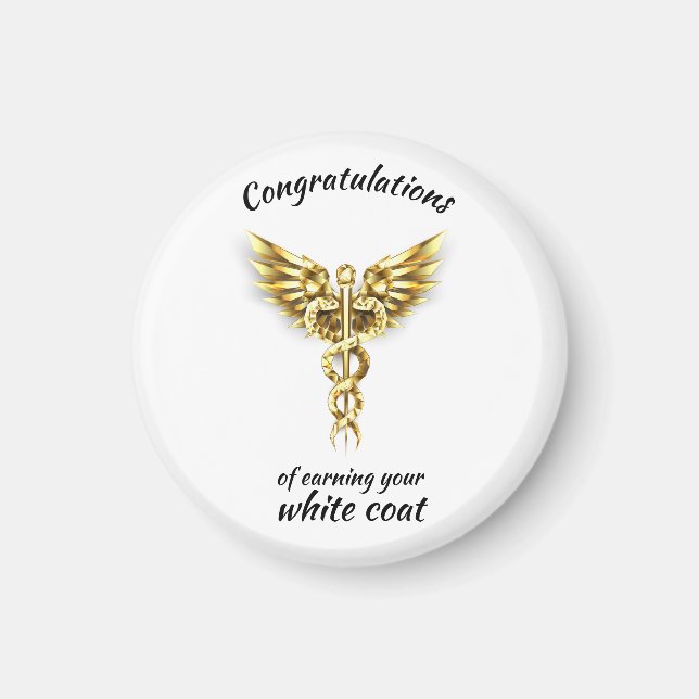 Imán Ceremonia de Cocina Blanca Oro Médico (Frente)