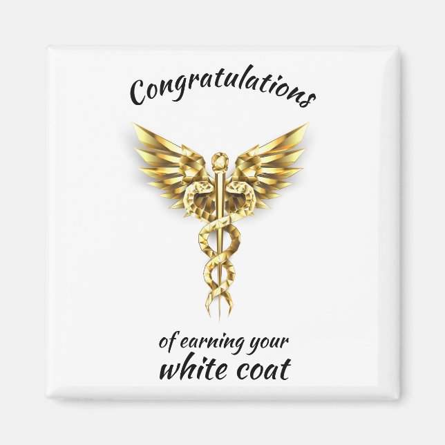 Imán Ceremonia de Cocina Blanca Oro Médico (Frente)