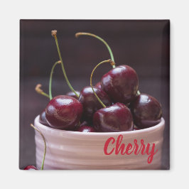 Imán Cerezas en cuenco rosa para el amante de la fruta