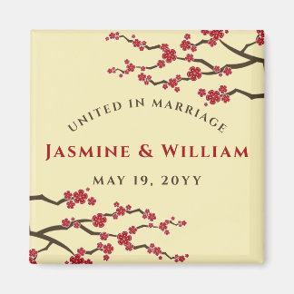 Imán Cerezo Rojo florece Moda Sakura unida en matrimoni