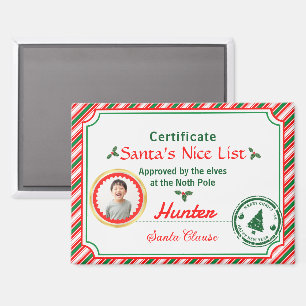 Imán Certificado de Foto de Navidad Santa Lista de Buen