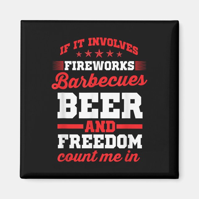 Imán Cerveza De Barbacoa De Fuegos Artificiales Y Graci (Frente)