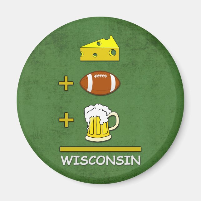 Imán Cerveza de fútbol quesa Equal Wisconsin Funny (Frente)