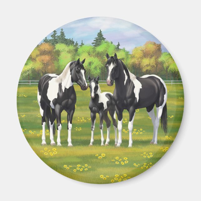 Imán Cerveza De Pintura Negra En Caballos De Verano (Frente)