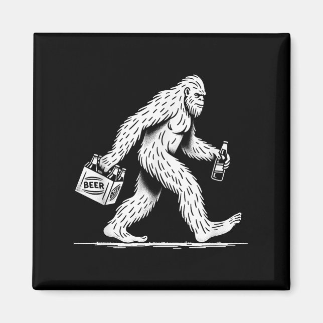 Imán Cerveza Retro Bigfoot Beer - Funny Sasquatch (Frente)