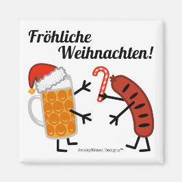 Imán Cerveza y Bratwurst - Fröhliche Weihnachten!