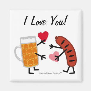 Imán Cerveza y Bratwurst - te amo - el día de San