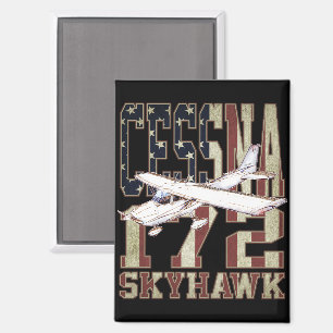 Imán Cessna 172 Skyhawk con la bandera de los Estados U