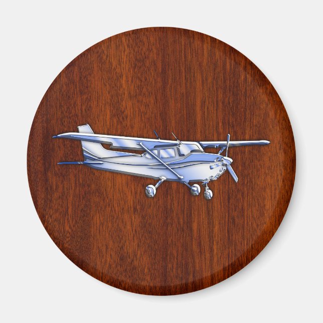 Imán Cessna Flying Mahogany de la aeronave clásica crom (Frente)