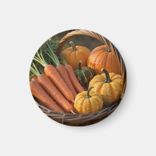 Imán Cesta de cosecha rústica Calabazas Zanahorias