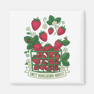 Imán Cesta de Frutas Frescas de Fresa Dulce de Bayas
