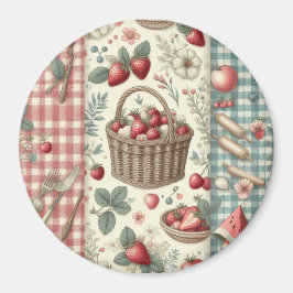 Imán Cesta de Frutas Gingham Diversión