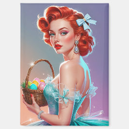 Imán Cesta de huevo de Pascua Redhead Pin Up Easter