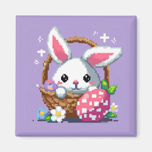 Imán Cesta de Pascua Bunny arte de 8 bits en píxeles