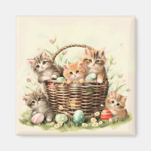Imán Cesta de Pascua de Primavera Kitten