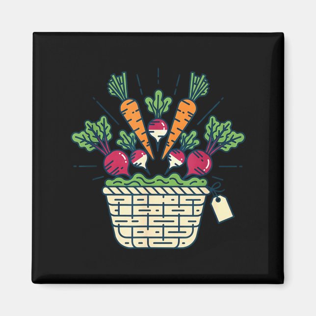 Imán Cesta de verduras de mercado de agricultores zanah (Frente)