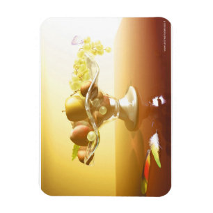 Imán Cesta de vidrio con frutas y mariposa