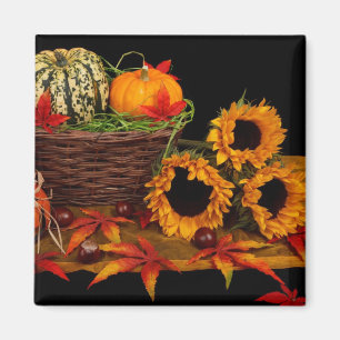Imán Cesta floral de la calabaza del otoño
