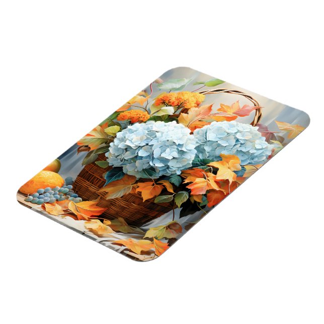 Imán Cesta floral de otoño de acuarela rústica (Lado Izquierdo)