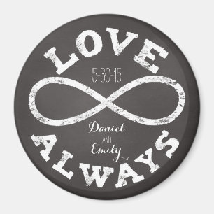 Imán Chalkboard Infinity Love Boda Fecha y nombres