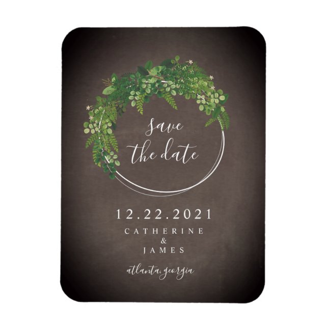 Imán Chalkboard Inspired Botanical Save The Date (Vertical)
