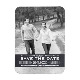 Imán Chalkboard Save the Date simple foto de boda