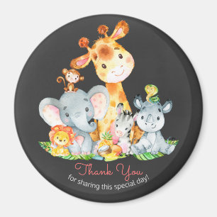 Imán Chalkboard Watercol Cute Jungle Animales Gracias