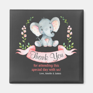 Imán Chalkboard Watercolor Elephant Chica Gracias