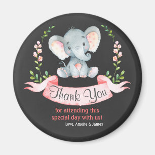 Imán Chalkboard Watercolor Elephant Chica Gracias